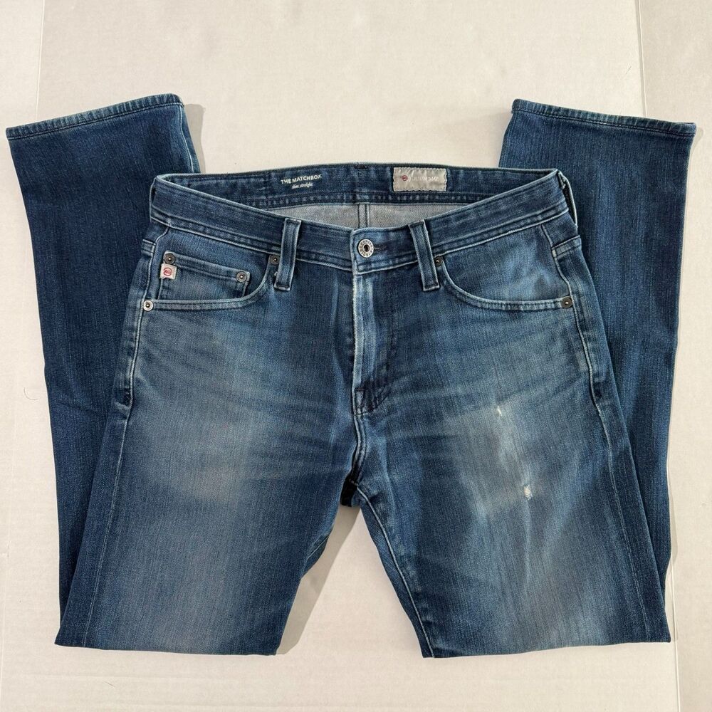 AG -ADRIANO GOLDSCHMIED The Matchbox Slim Straight Jeans 29, Designer Denim